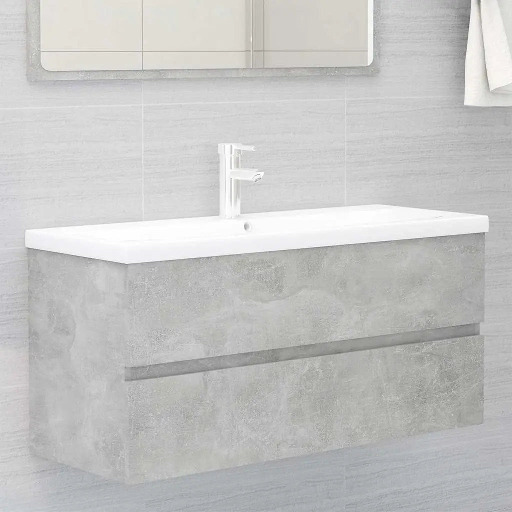 Armoire d’évier et lavabo intégré gris béton bois d’ingénierie - XIOS