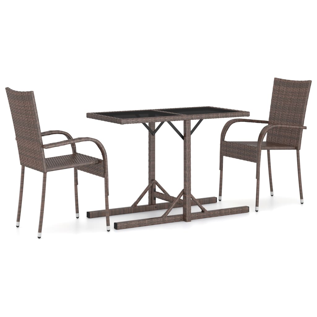 Ensemble à manger de jardin 3 pcs Marron