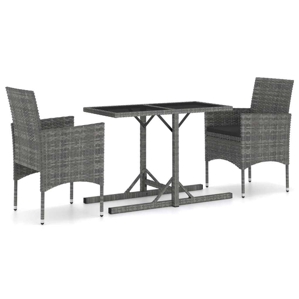 Ensemble à manger de jardin 3 pcs Gris