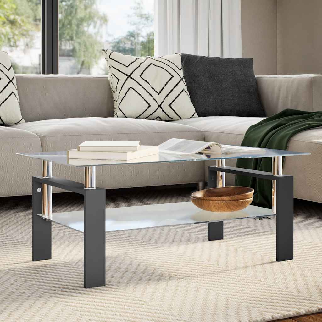 Table basse Noir et transparent 95x55x40 cm Verre trempé - XIOS
