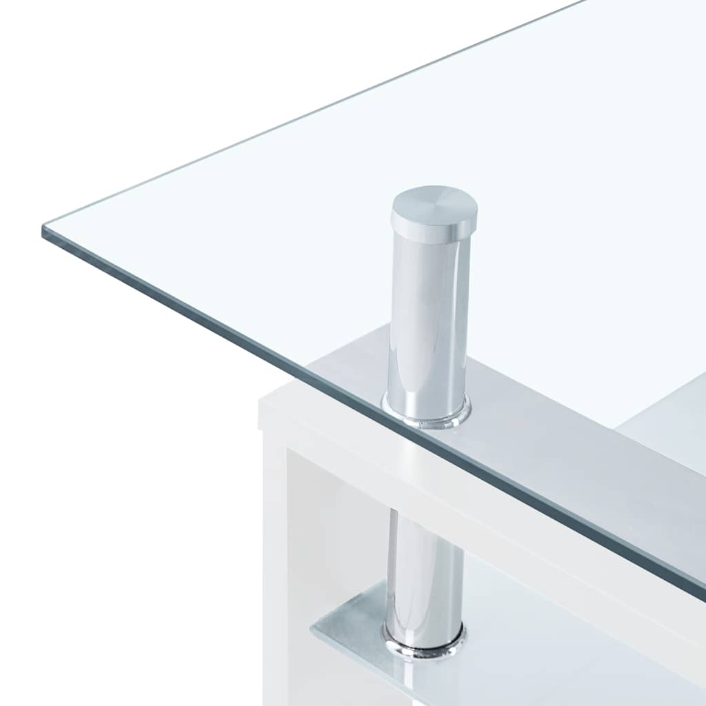 Table basse Blanc et transparent 95x55x40 cm Verre trempé - XIOS