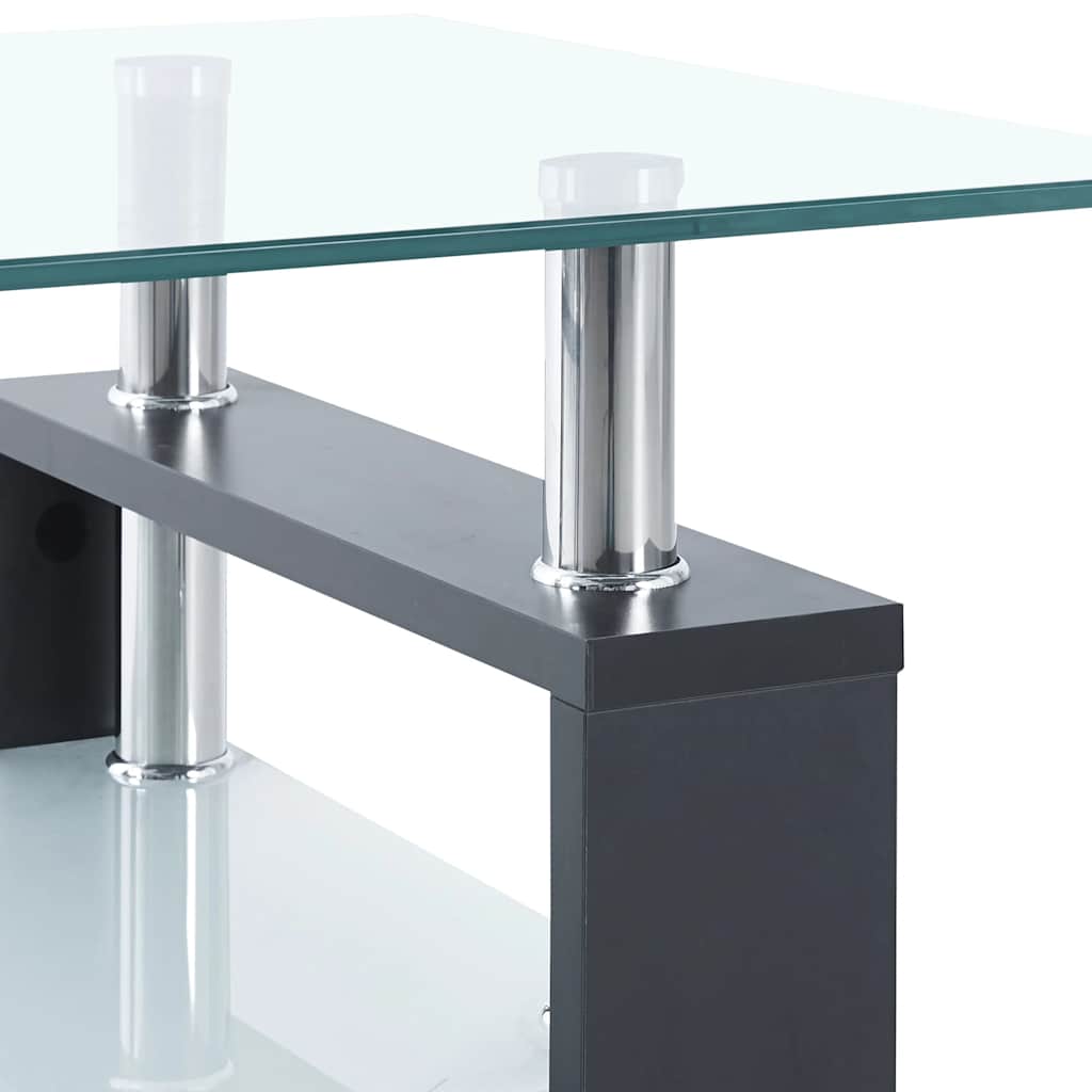 Table basse Gris et transparent 95x55x40 cm Verre trempé - XIOS
