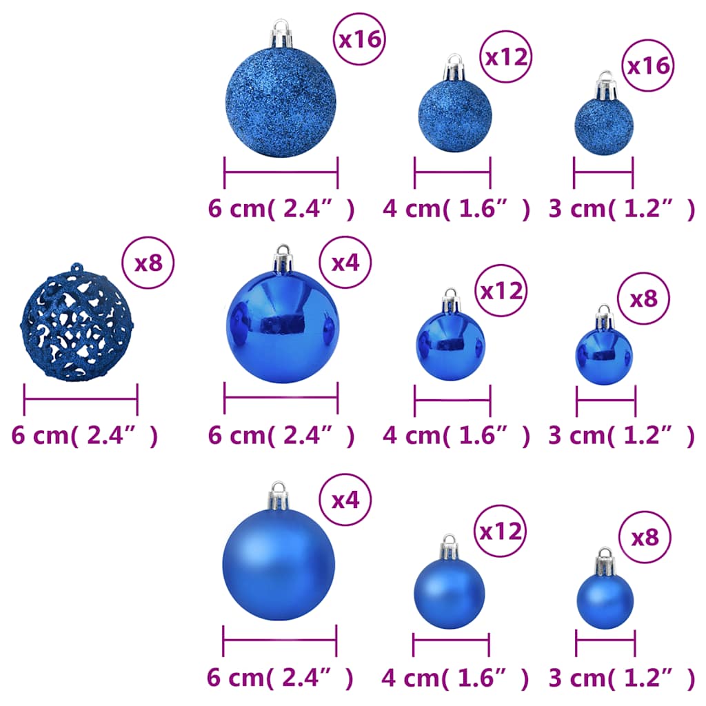Ensemble de boules de Noël 100 pcs Bleu - XIOS
