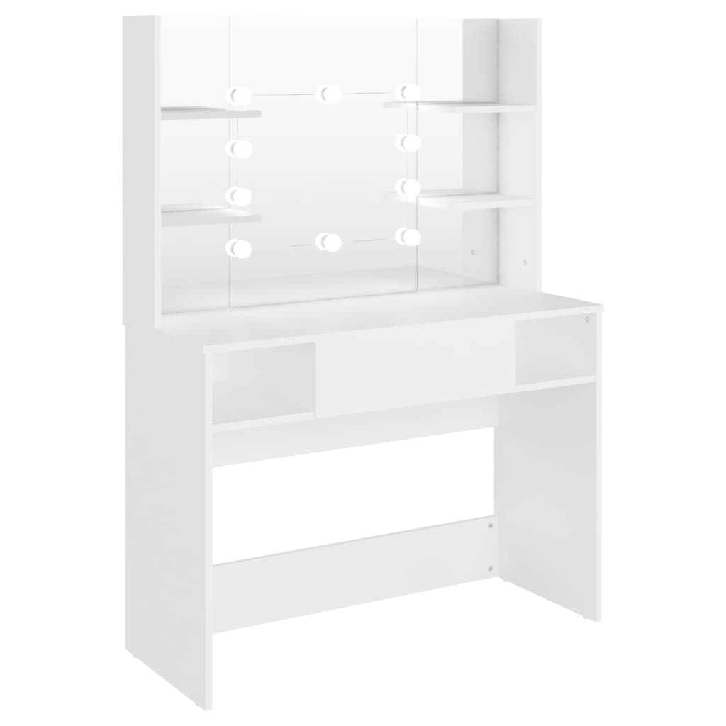 Table de maquillage avec éclairage LED 100x40x135 cm MDF Blanc - XIOS