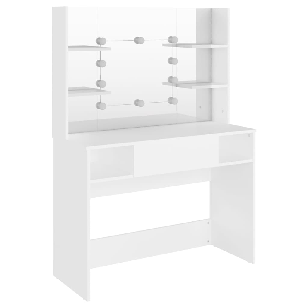 Table de maquillage avec éclairage LED 100x40x135 cm MDF Blanc - XIOS