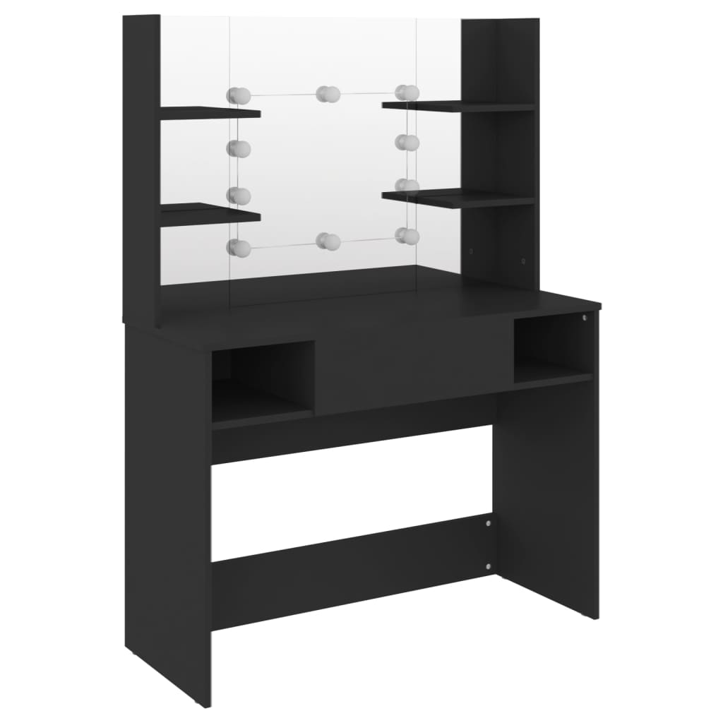 Table de maquillage avec éclairage LED 100x40x135 cm MDF Noir - XIOS