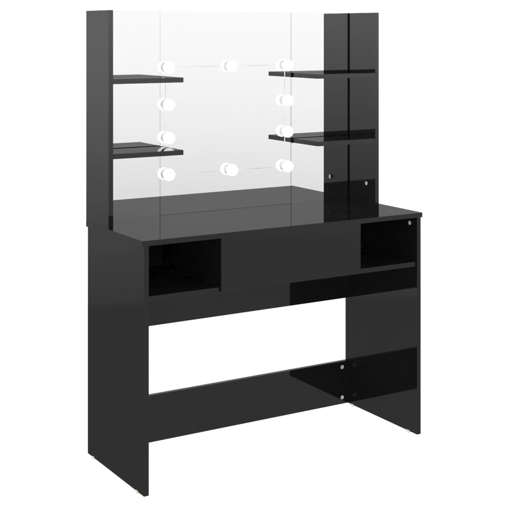 Table de maquillage avec éclairage LED MDF Noir brillant - XIOS