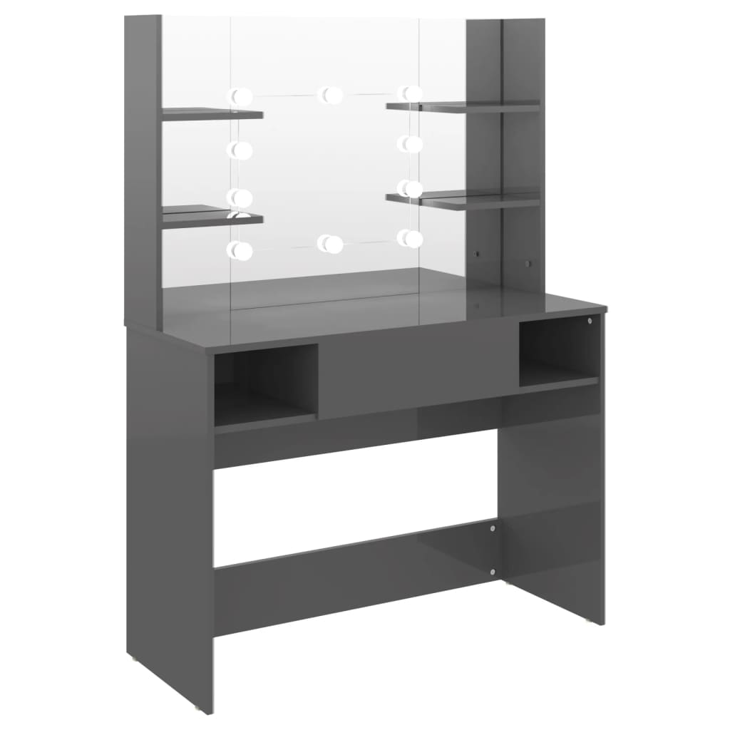 Table de maquillage avec éclairage LED MDF Gris brillant - XIOS