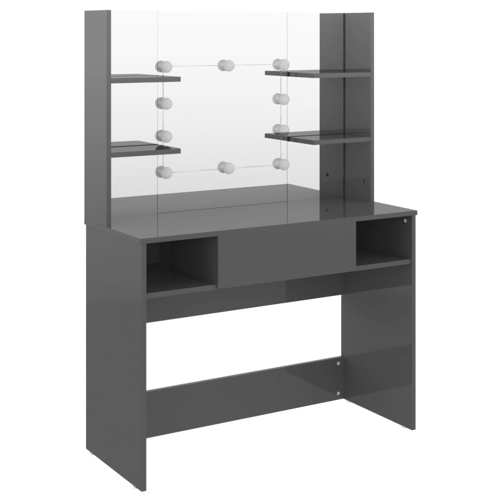 Table de maquillage avec éclairage LED MDF Gris brillant - XIOS