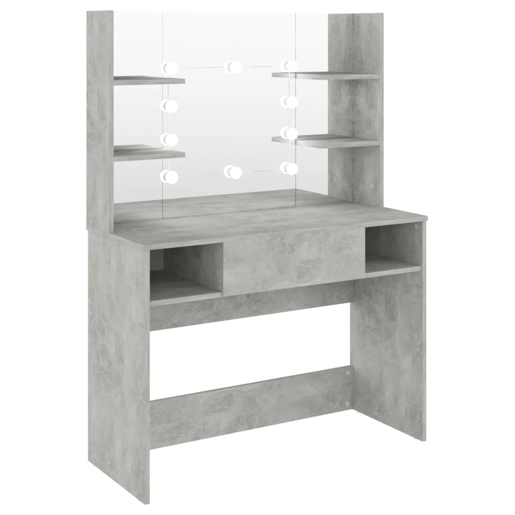 Table de maquillage éclairage LED 100x40x135 cm MDF Gris béton - XIOS