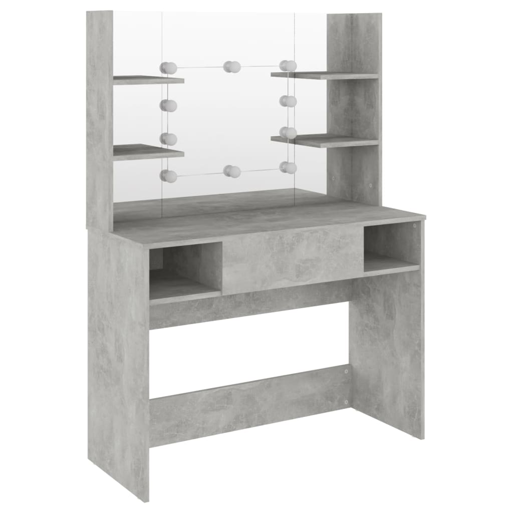 Table de maquillage éclairage LED 100x40x135 cm MDF Gris béton - XIOS