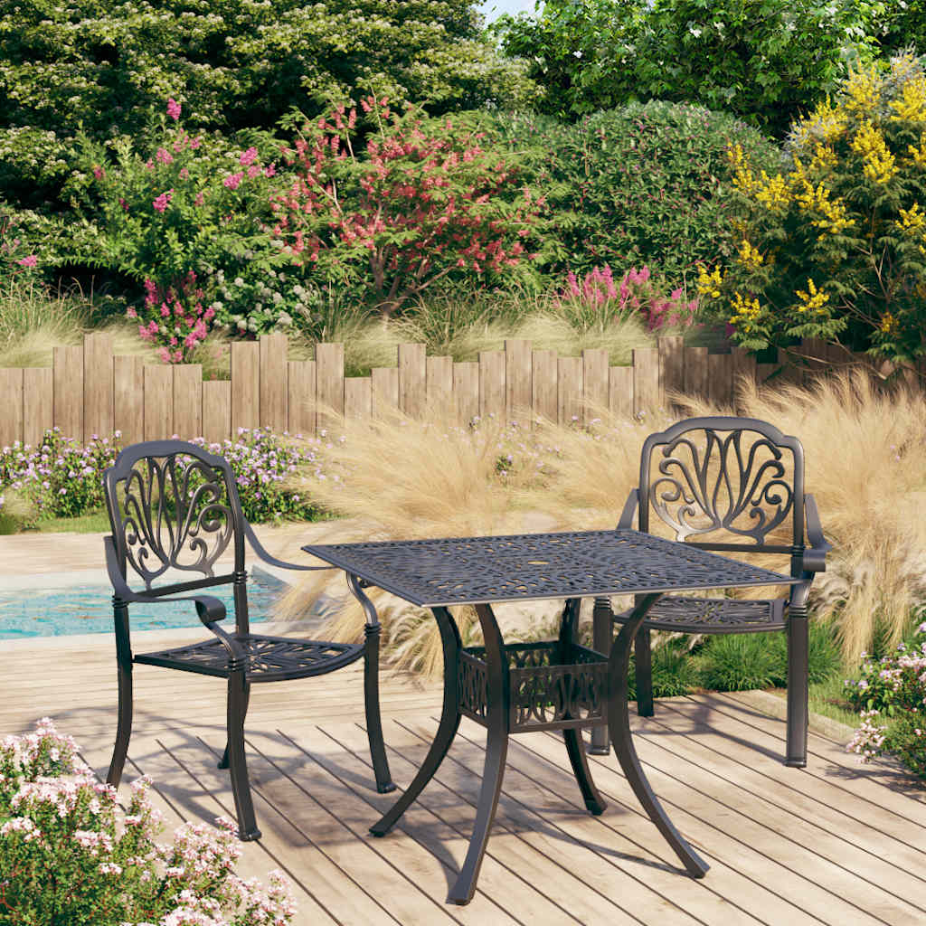 Ensemble de bistro 3 pcs Aluminium coulé Noir