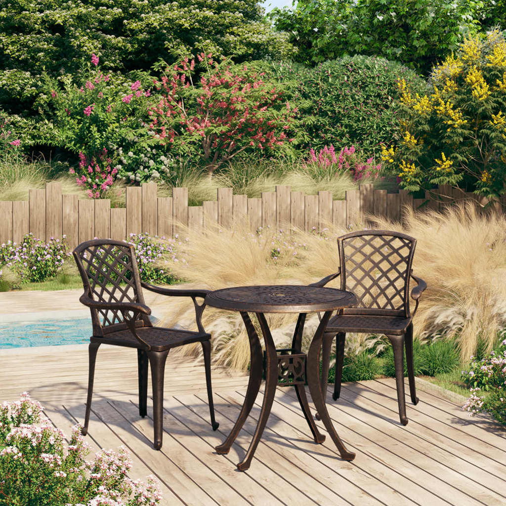 Ensemble de bistro 3 pcs Aluminium coulé Bronze