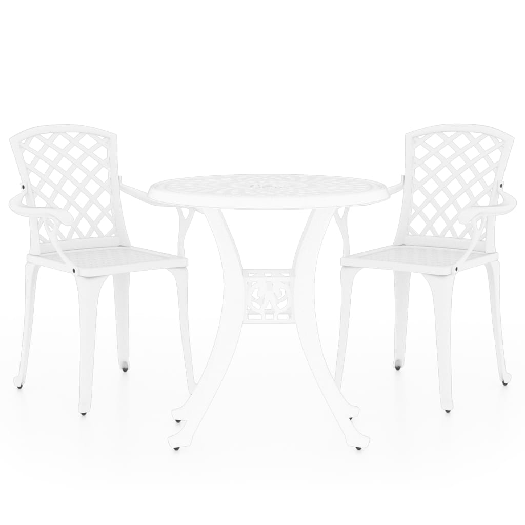 Ensemble de bistro 3 pcs Aluminium coulé Blanc