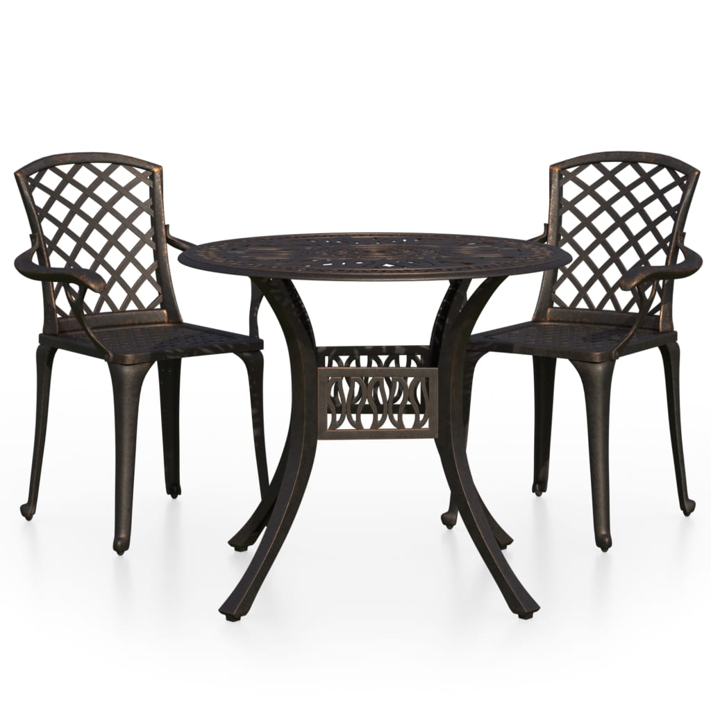 Ensemble de bistro 3 pcs Aluminium coulé Bronze