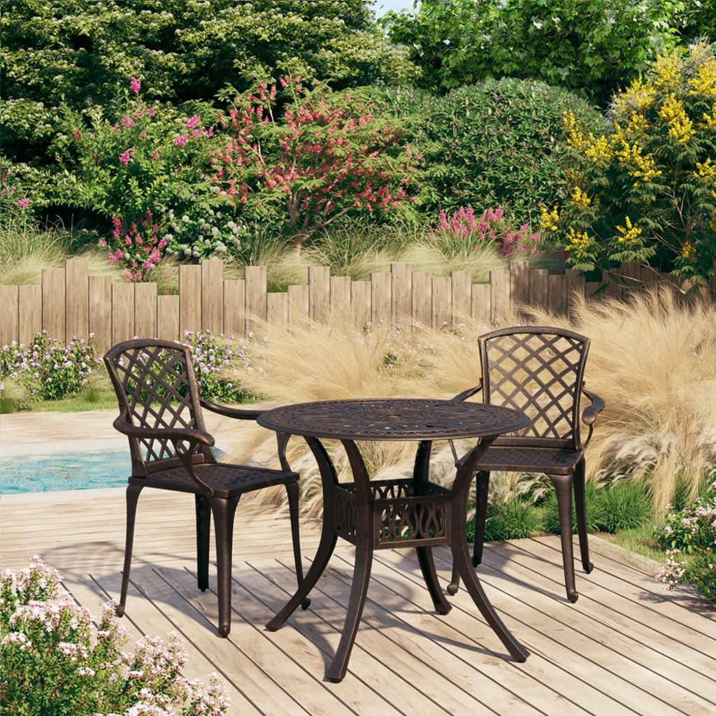 Ensemble de bistro 3 pcs Aluminium coulé Bronze