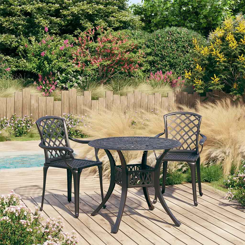 Ensemble de bistro 3 pcs Aluminium coulé Noir