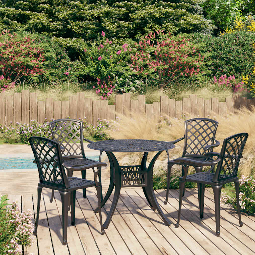 Ensemble de bistro 5 pcs Aluminium coulé Noir