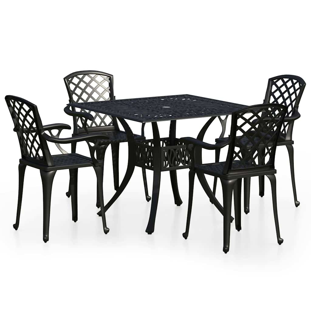 Ensemble de bistro 5 pcs Aluminium coulé Noir
