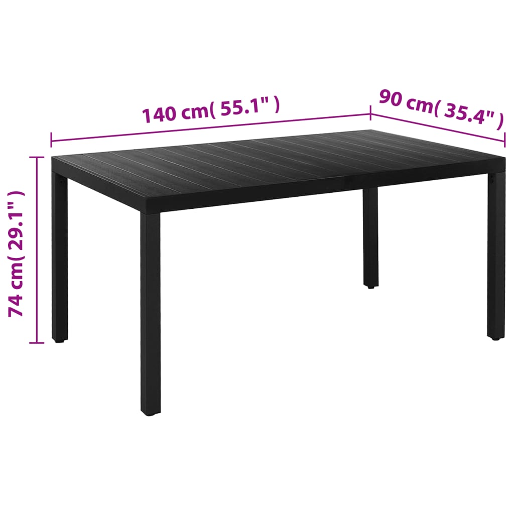 Ensemble à manger de jardin 7 pcs Aluminium Noir