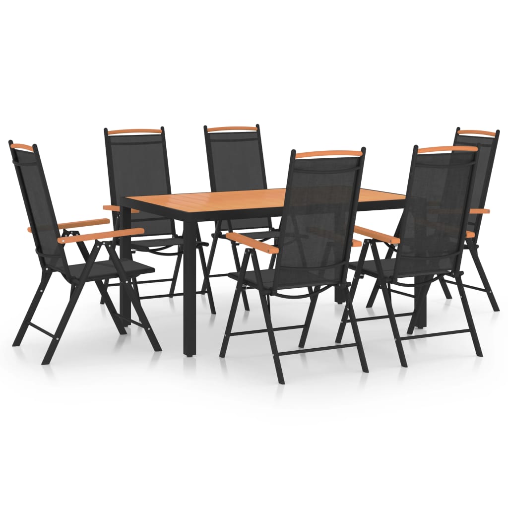 Ensemble à manger de jardin 7 pcs Aluminium Noir