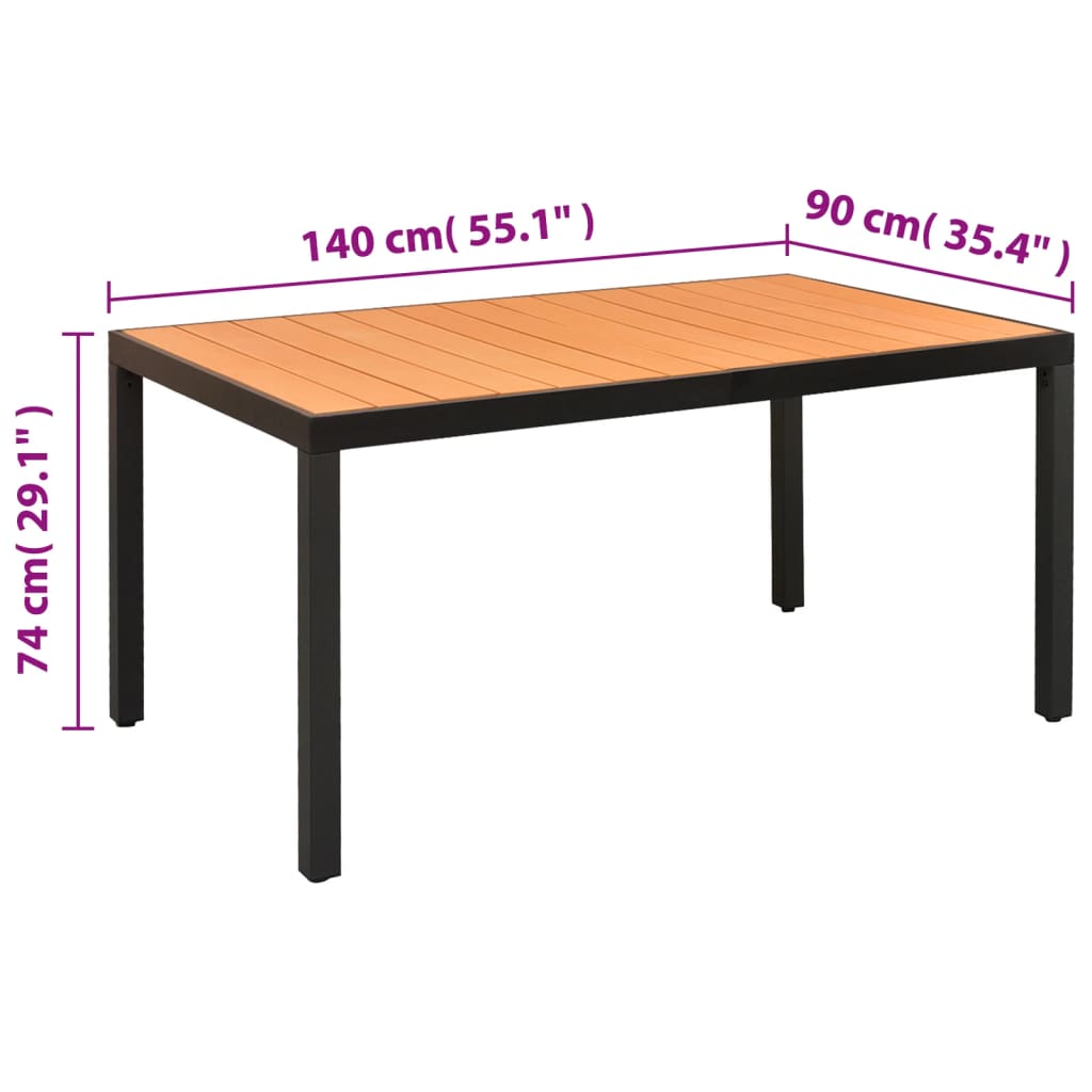 Ensemble à manger de jardin 7 pcs Aluminium Noir