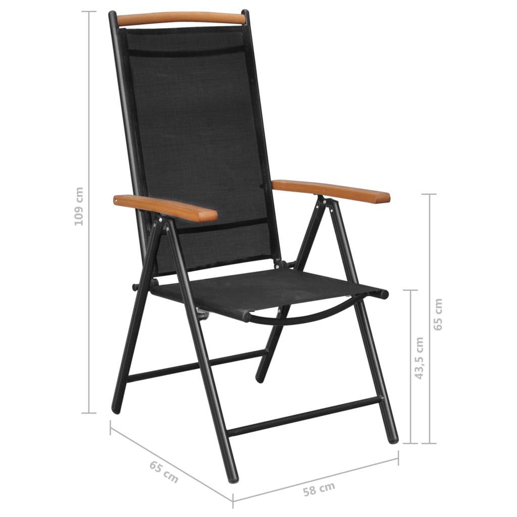 Ensemble à manger de jardin 7 pcs Aluminium Noir