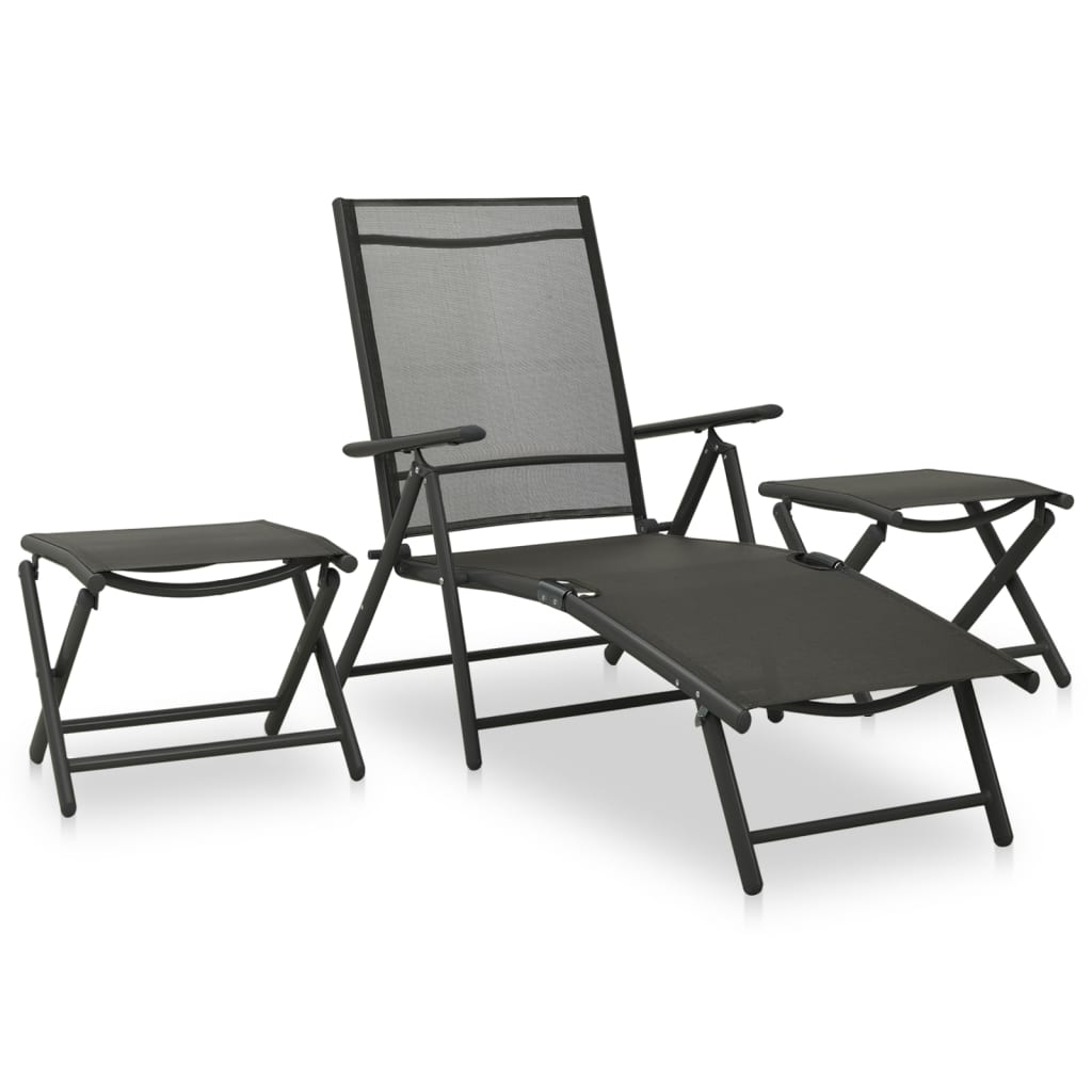 Salon de jardin 9 pcs Noir et anthracite