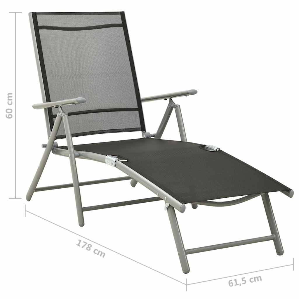 Salon de jardin 9 pcs Noir et argenté