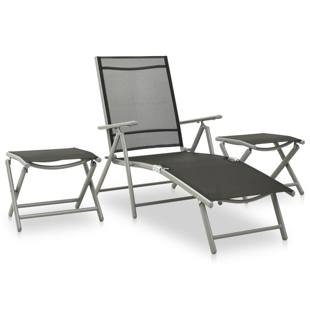 Ensemble à manger de jardin 10 pcs noir et argenté