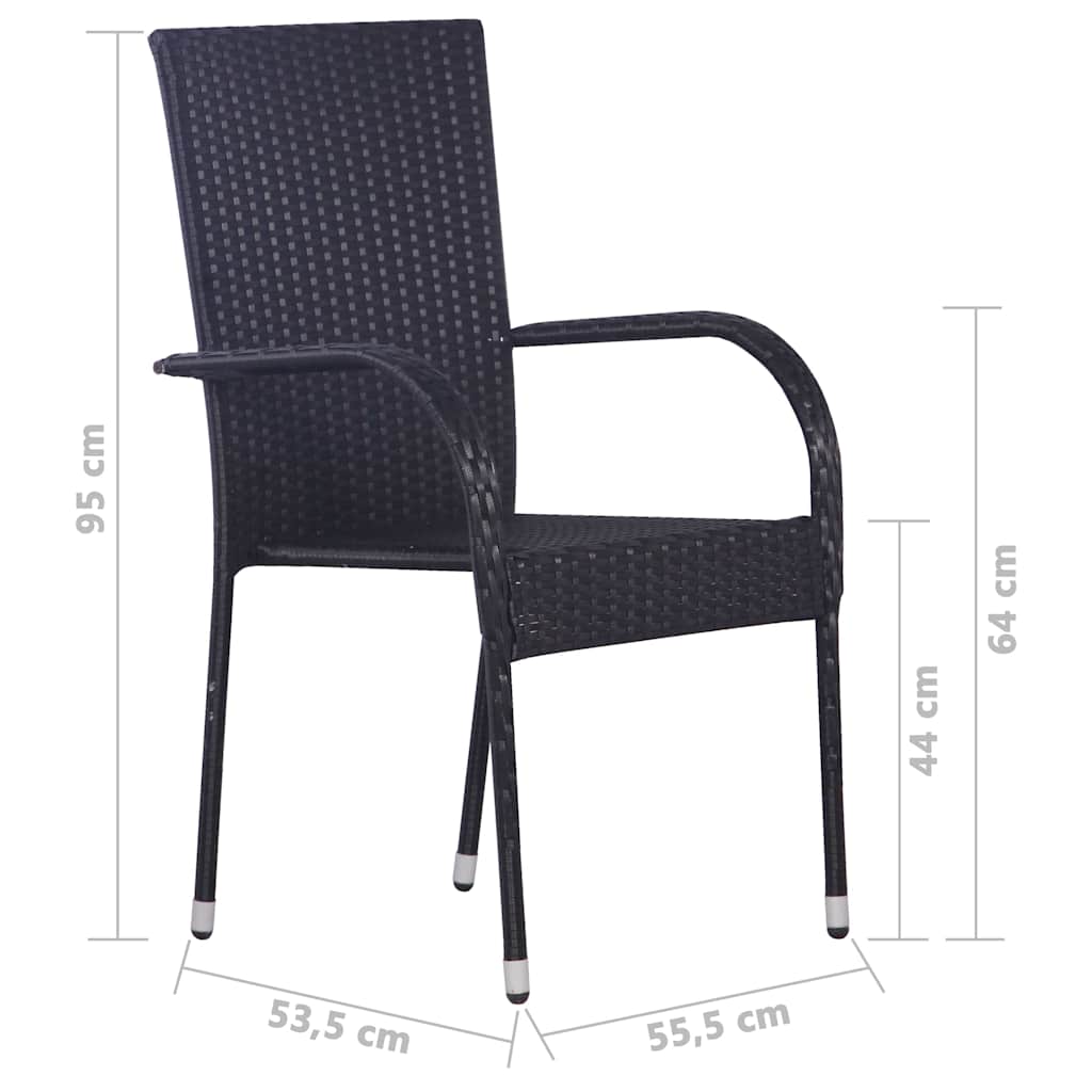 Ensemble à manger de jardin 7 pcs Résine tressée Noir