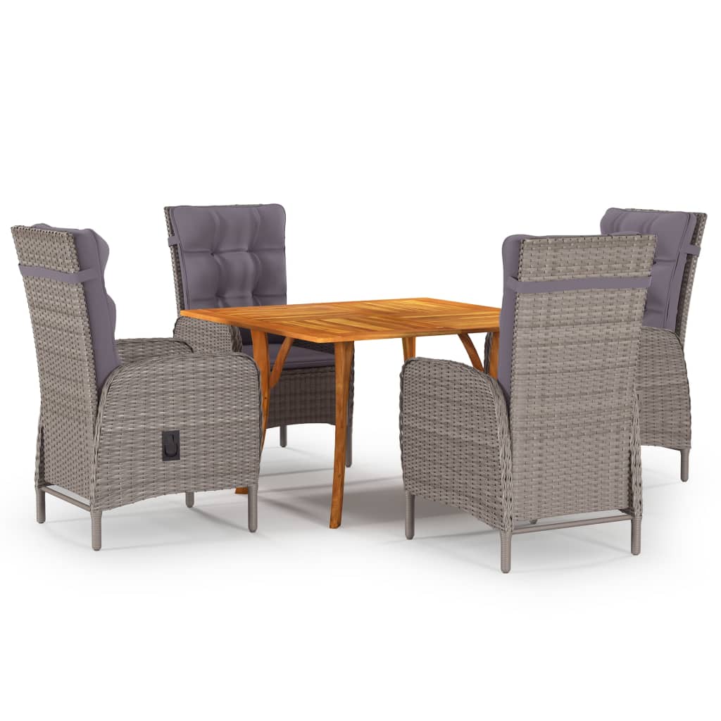 Ensemble à manger de jardin 5 pcs Gris