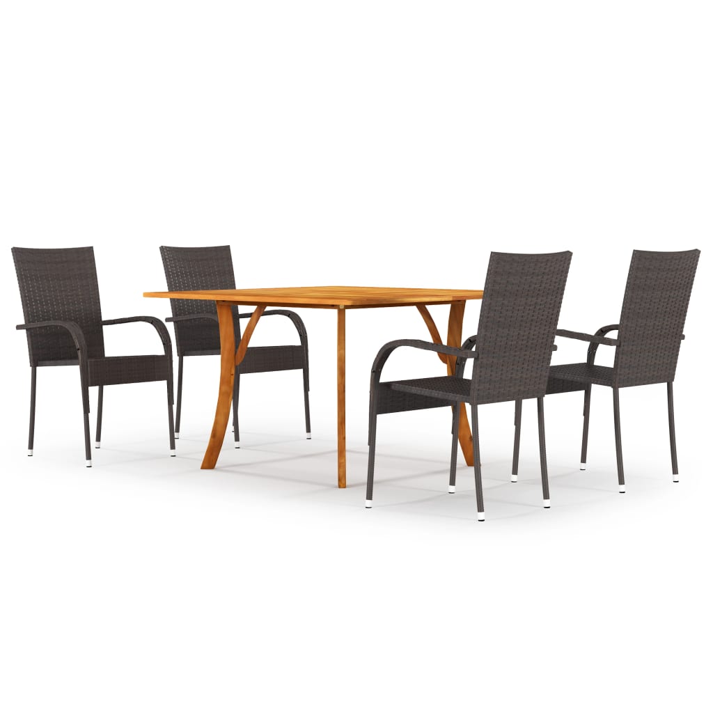 Ensemble à manger de jardin 5 pcs Marron
