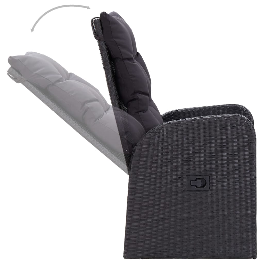 Ensemble de salle à manger de jardin 5 pcs Noir