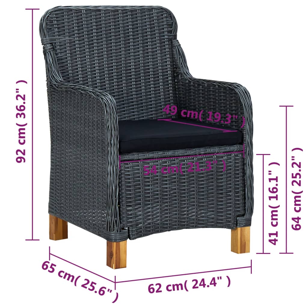 Ensemble à manger de jardin 5 pcs Gris foncé