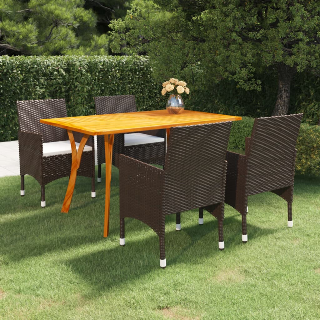 Ensemble à manger de jardin 5 pcs Marron