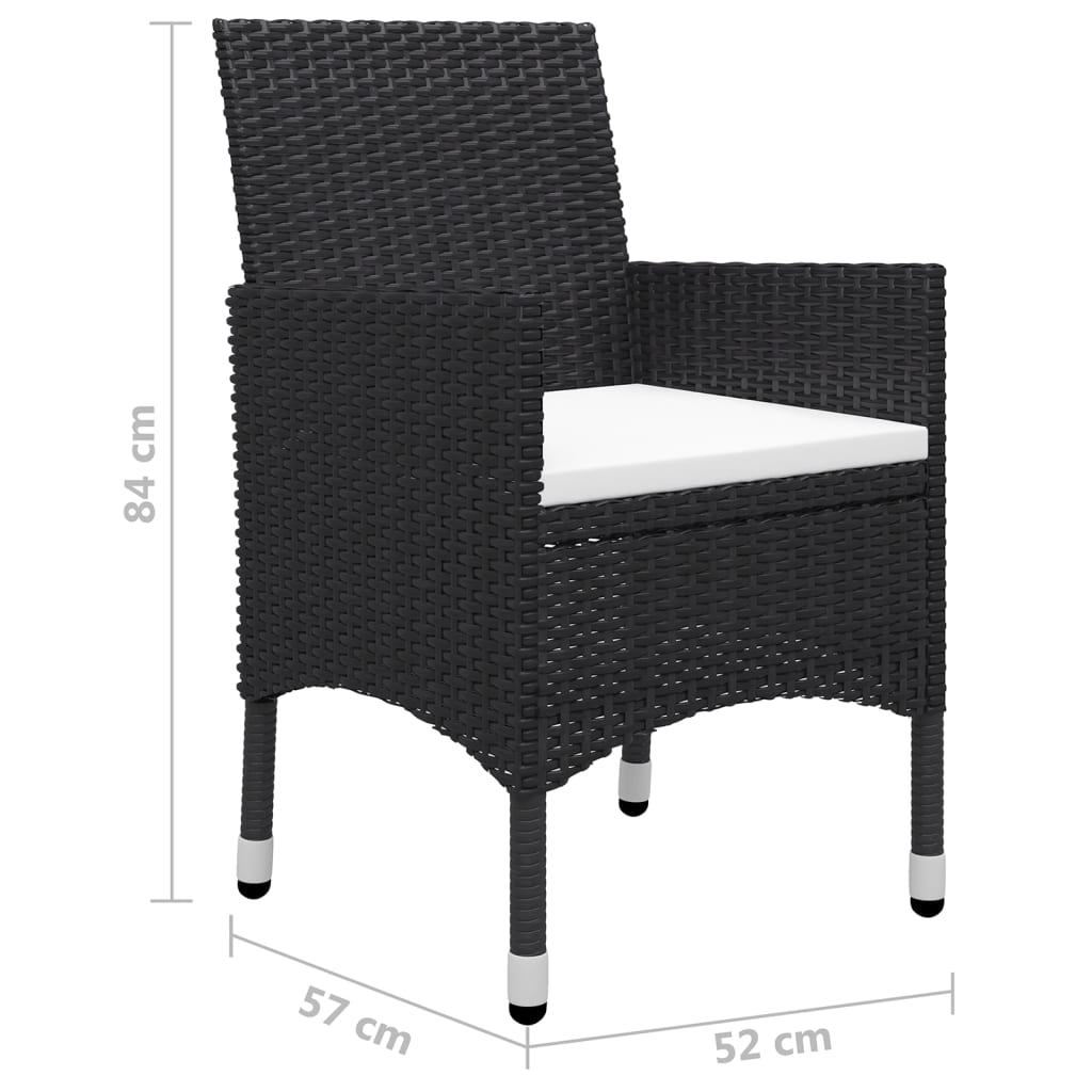 Ensemble à manger de jardin 5 pcs Noir