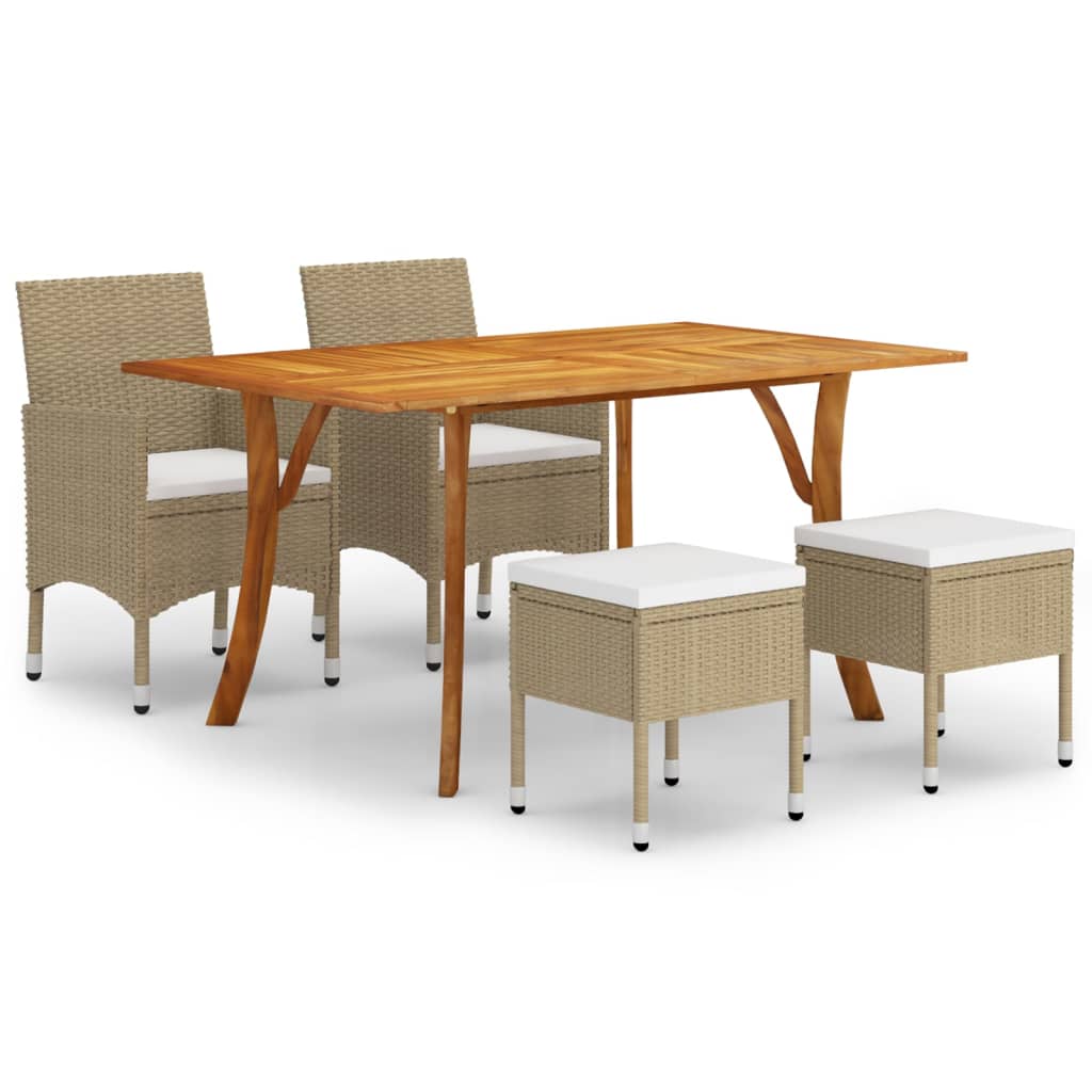 Ensemble à manger de jardin 5 pcs Beige