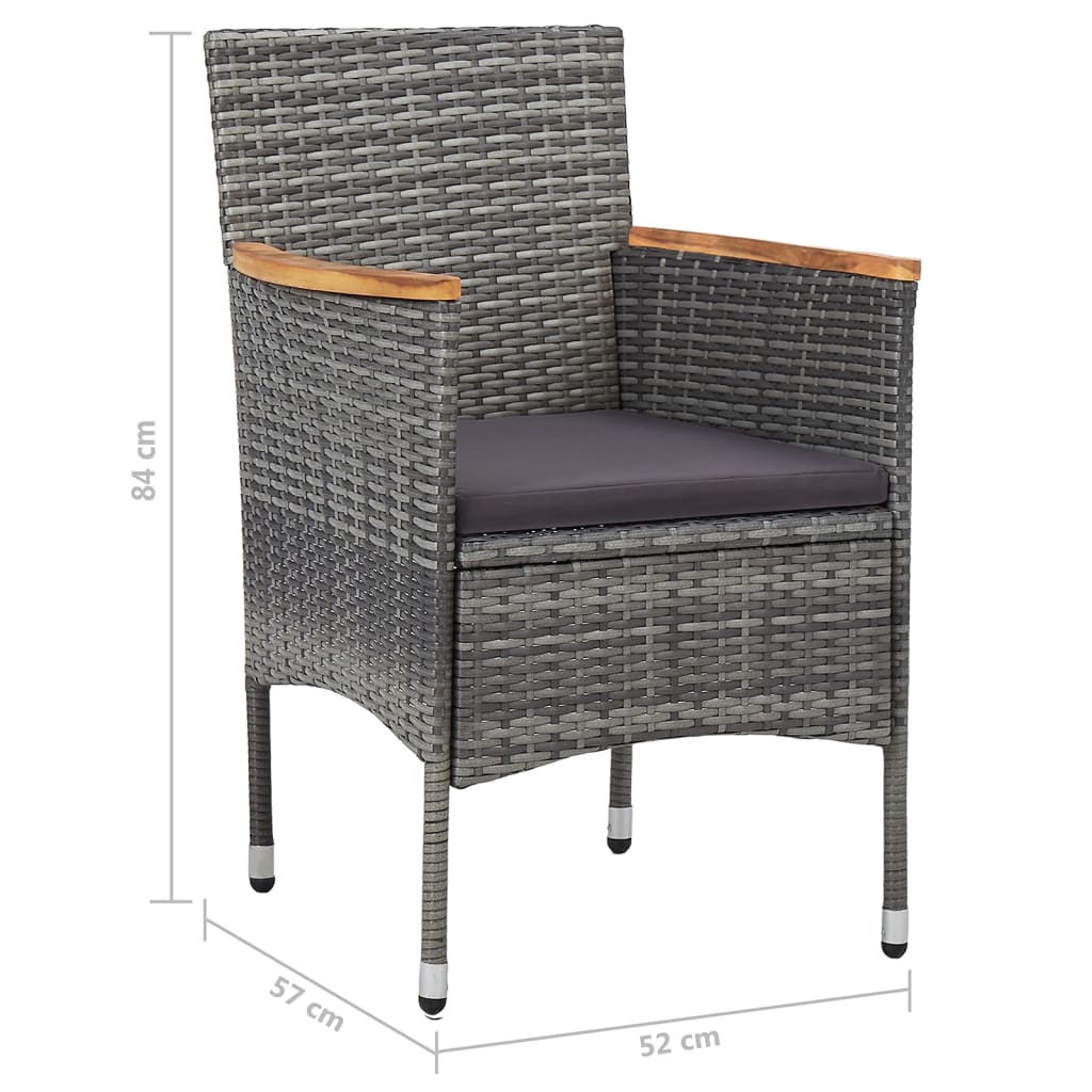 Ensemble à manger de jardin 5 pcs Gris