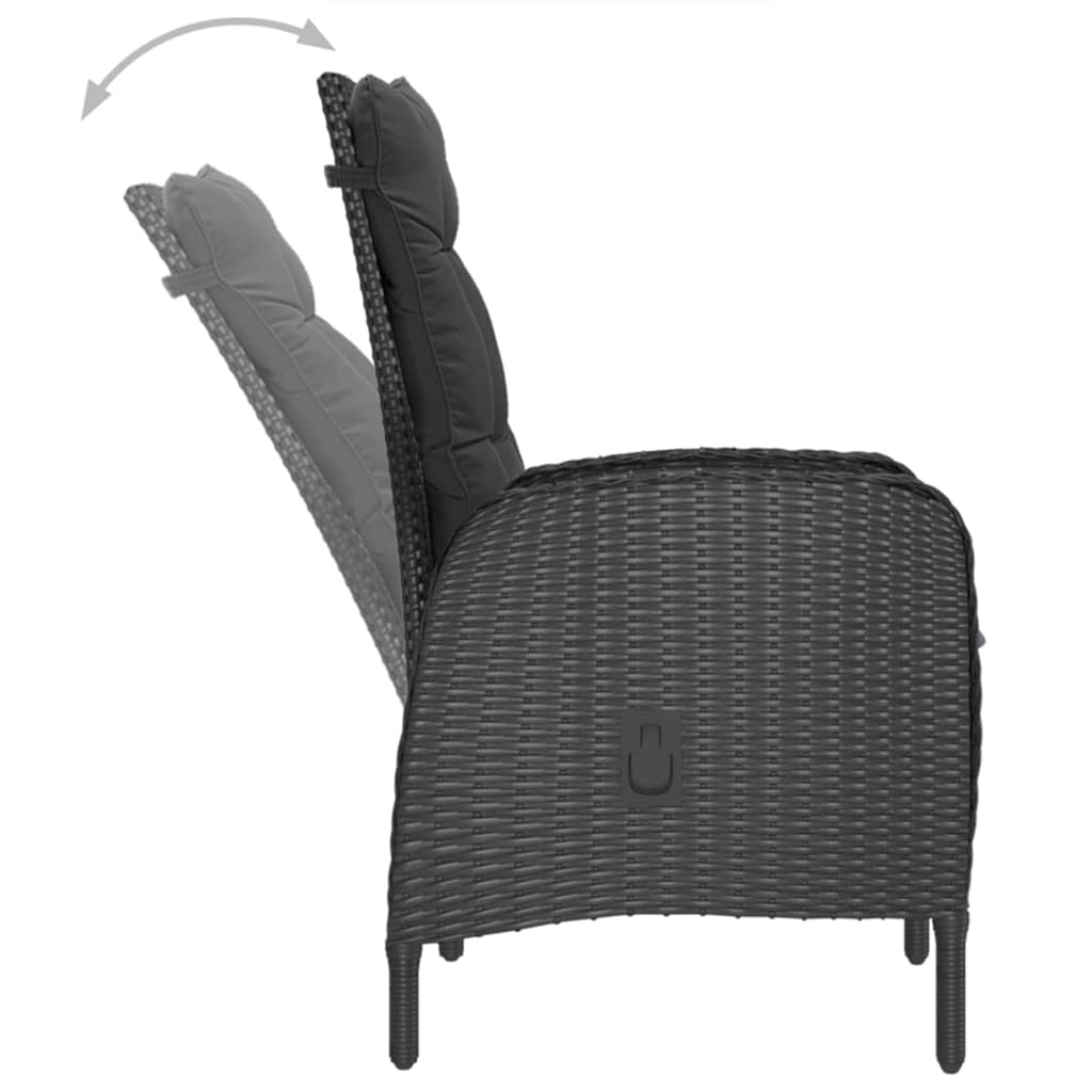 Ensemble à manger de jardin 5 pcs Noir