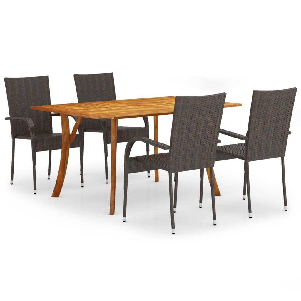 Ensemble à manger de jardin 5 pcs Marron