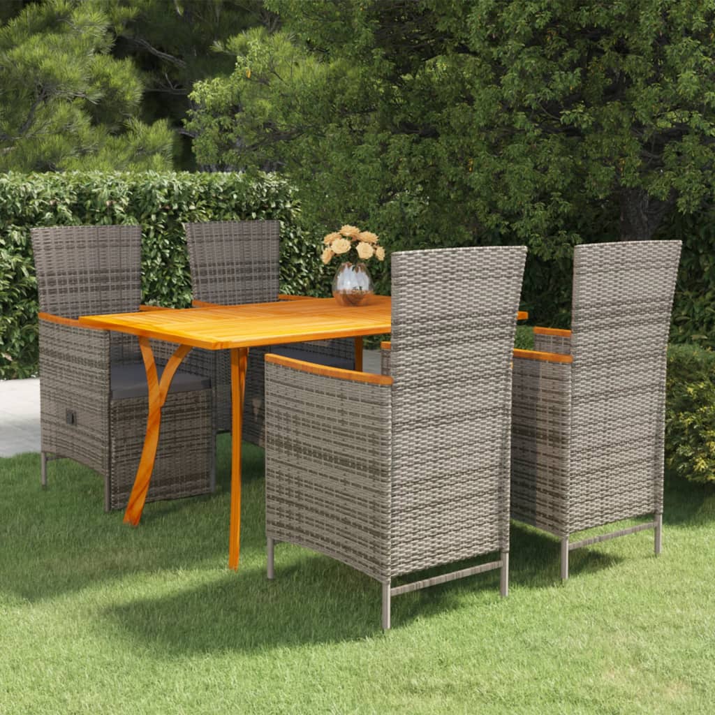Ensemble à manger de jardin 5 pcs Gris