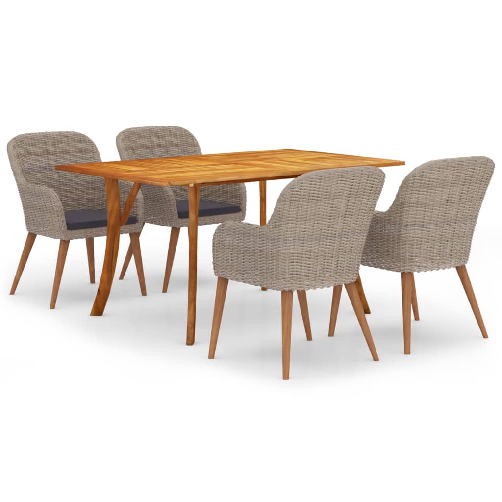 Ensemble à manger de jardin 5 pcs Marron