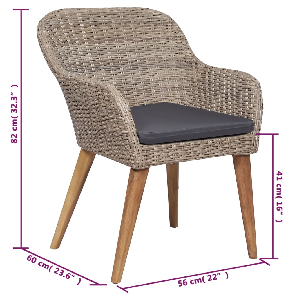 Ensemble à manger de jardin 5 pcs Marron