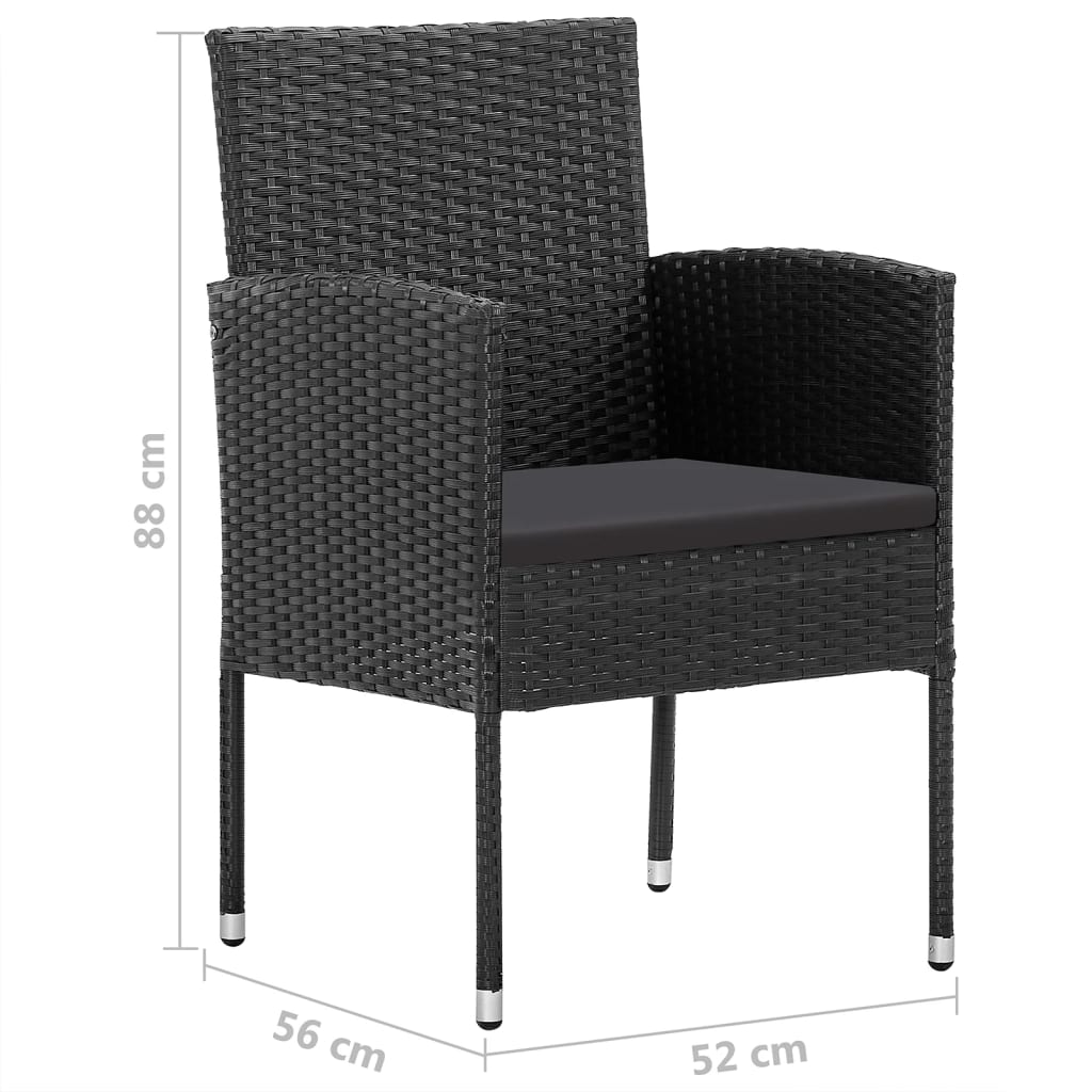Ensemble à manger de jardin 5 pcs Noir