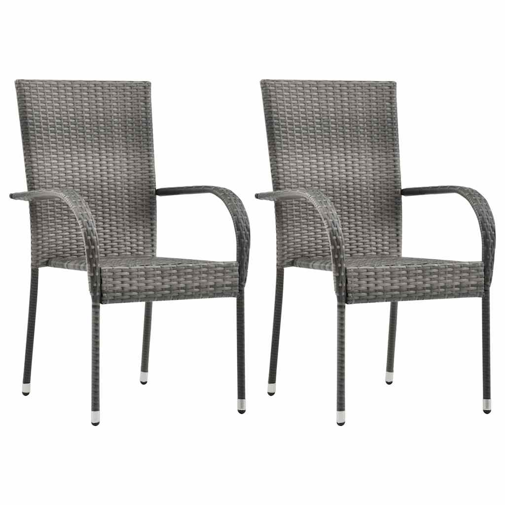 Ensemble à manger de jardin 3 pcs Résine tressée Gris