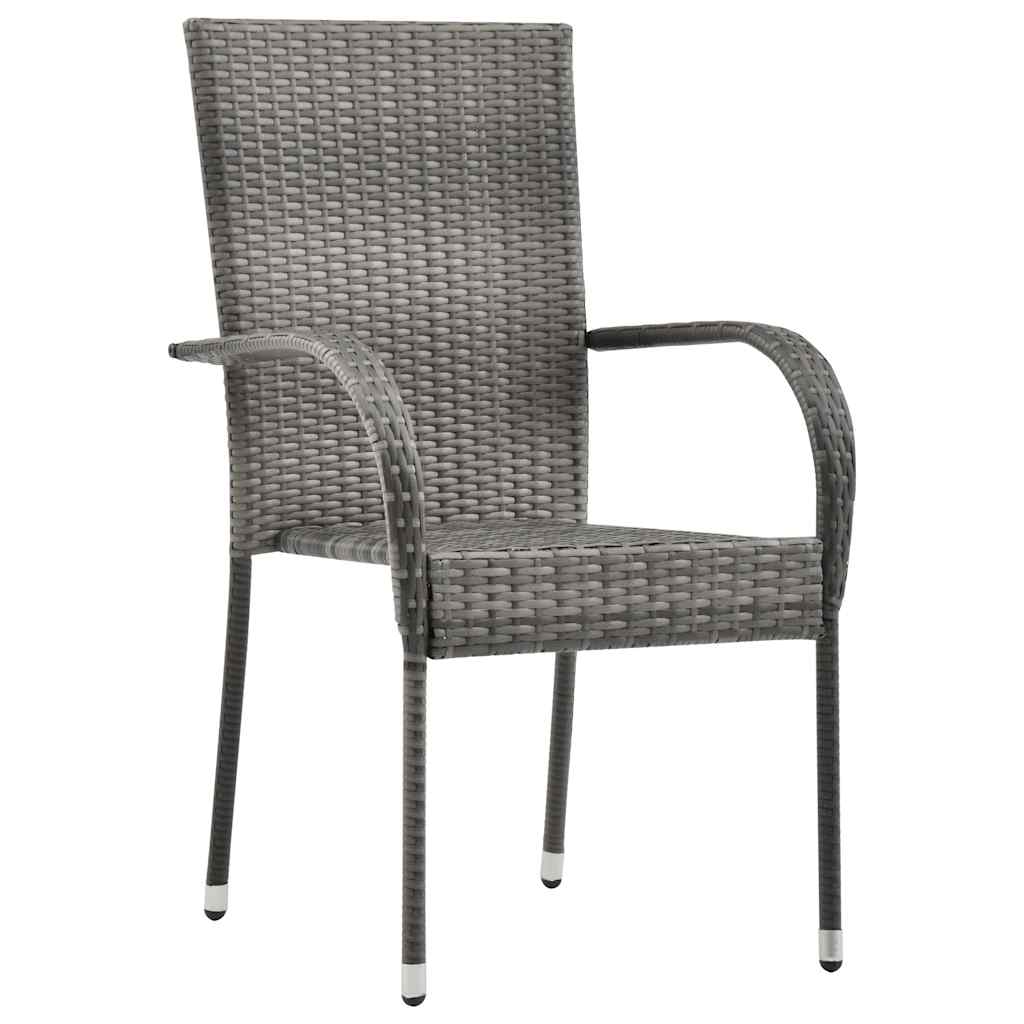 Ensemble à manger de jardin 3 pcs Résine tressée Gris
