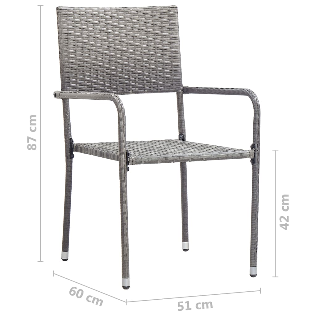 Ensemble à manger de jardin 3 pcs Résine tressée Gris