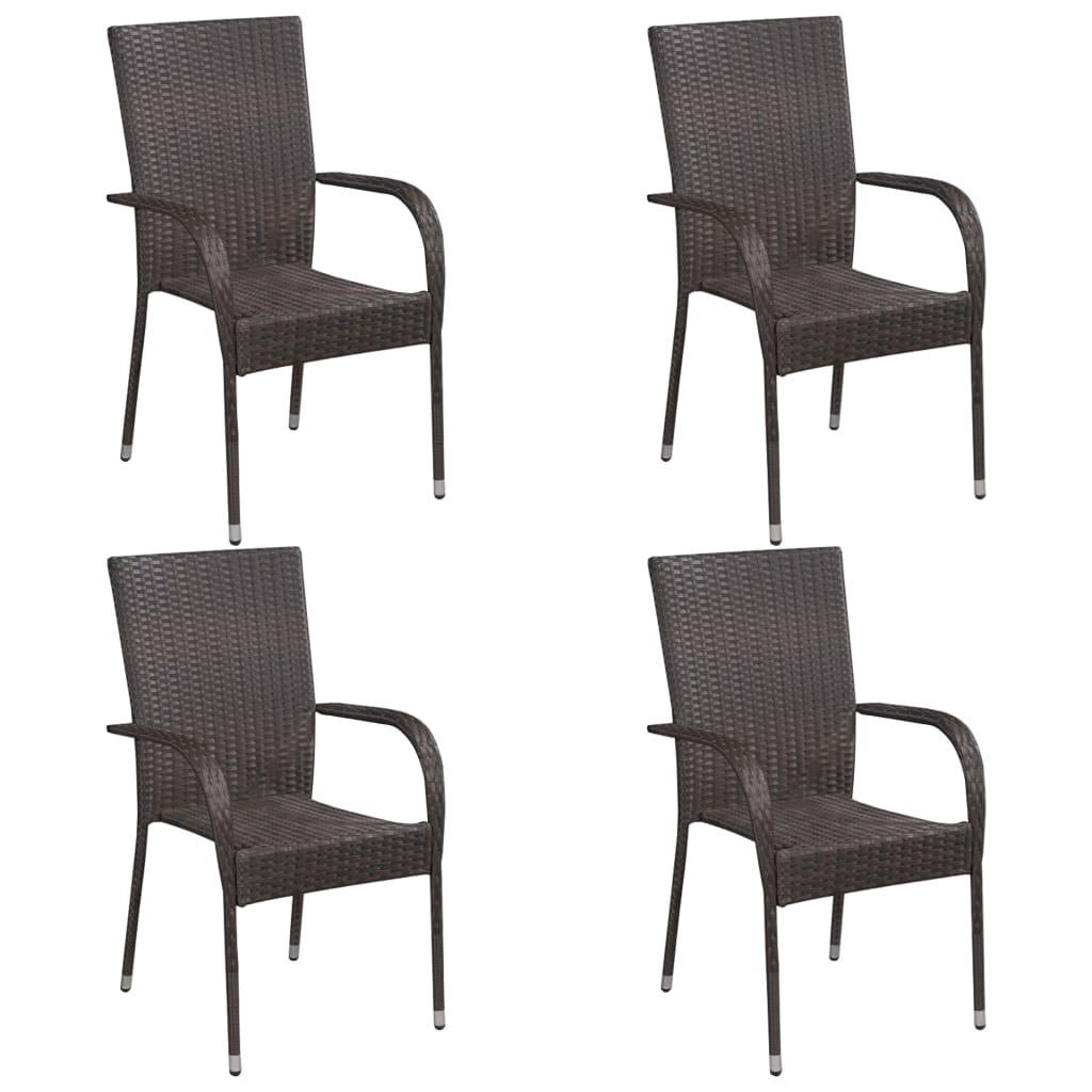 Ensemble à manger de jardin 5 pcs Résine tressée Marron