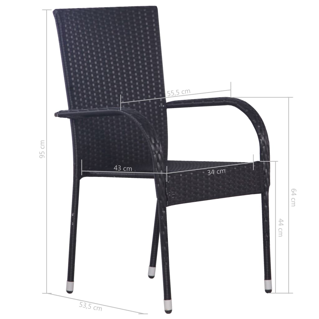 Ensemble à manger de jardin 5 pcs Résine tressée Noir